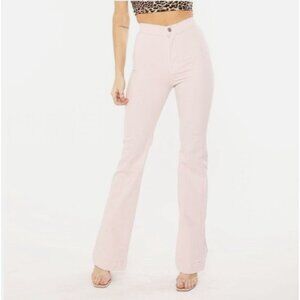 REVICE Denim Roller Girl Flare Wide Leg Jeans in Light Pink